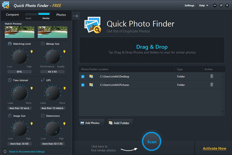 Quick Photo finder - scan duplicate images