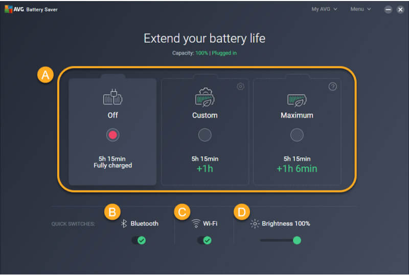 AVG battery saver- Free Download the battery saver for windows