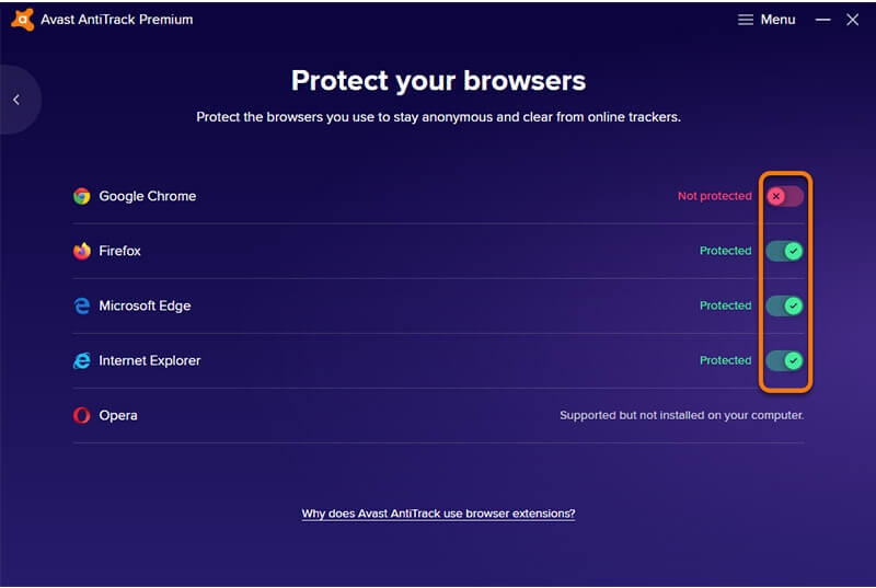 Avast AntiTrack- An anti-tracking software solution that helps your browsers block all the trackers