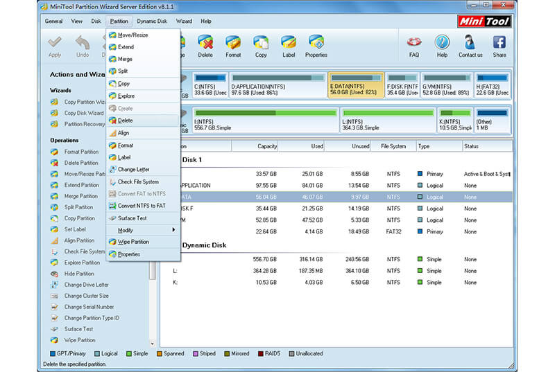 MiniTool Partition Wizard Free- partition manager targeting home and home office users