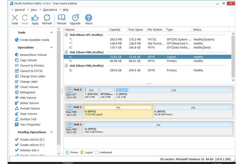 NIUBI Partition Editor- helps resize existing partitions both easy and safely