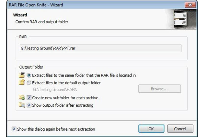 RAR File opener knife- allows the user to compress large files into much smaller data files