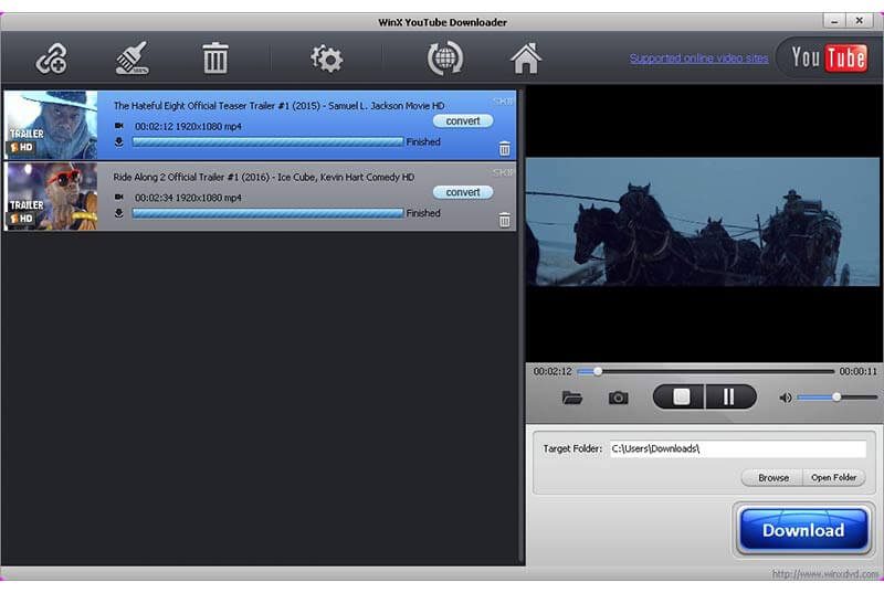 WinX Youtube Downloader- capable of downloading online video files from a wide variety of sites
