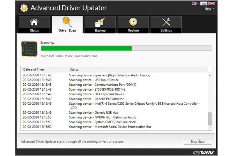 Advanced Driver Updater free scanning of drivers